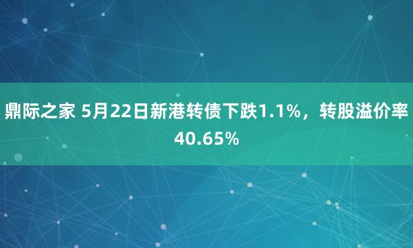 鼎际之家 5月22日新港转债下跌1.1%，转股溢价率40.65%
